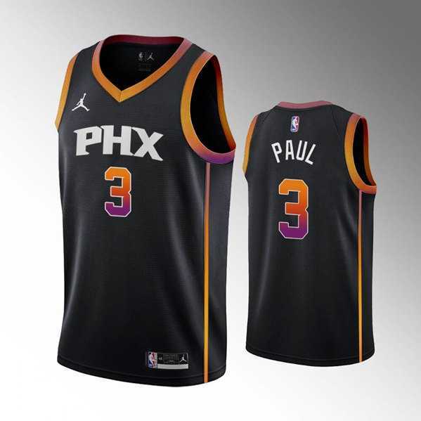 Men%27s Phoenix Suns #3 Chris Paul Balck Stitched Basketball Jersey Dzhi